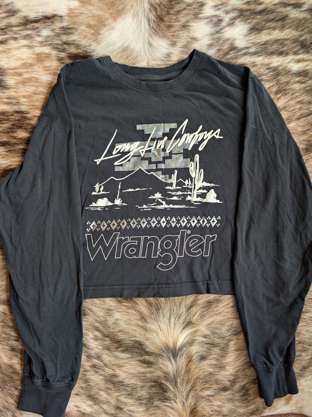 Wrangler Black Cropped Long Sleeve with Desert Graphic